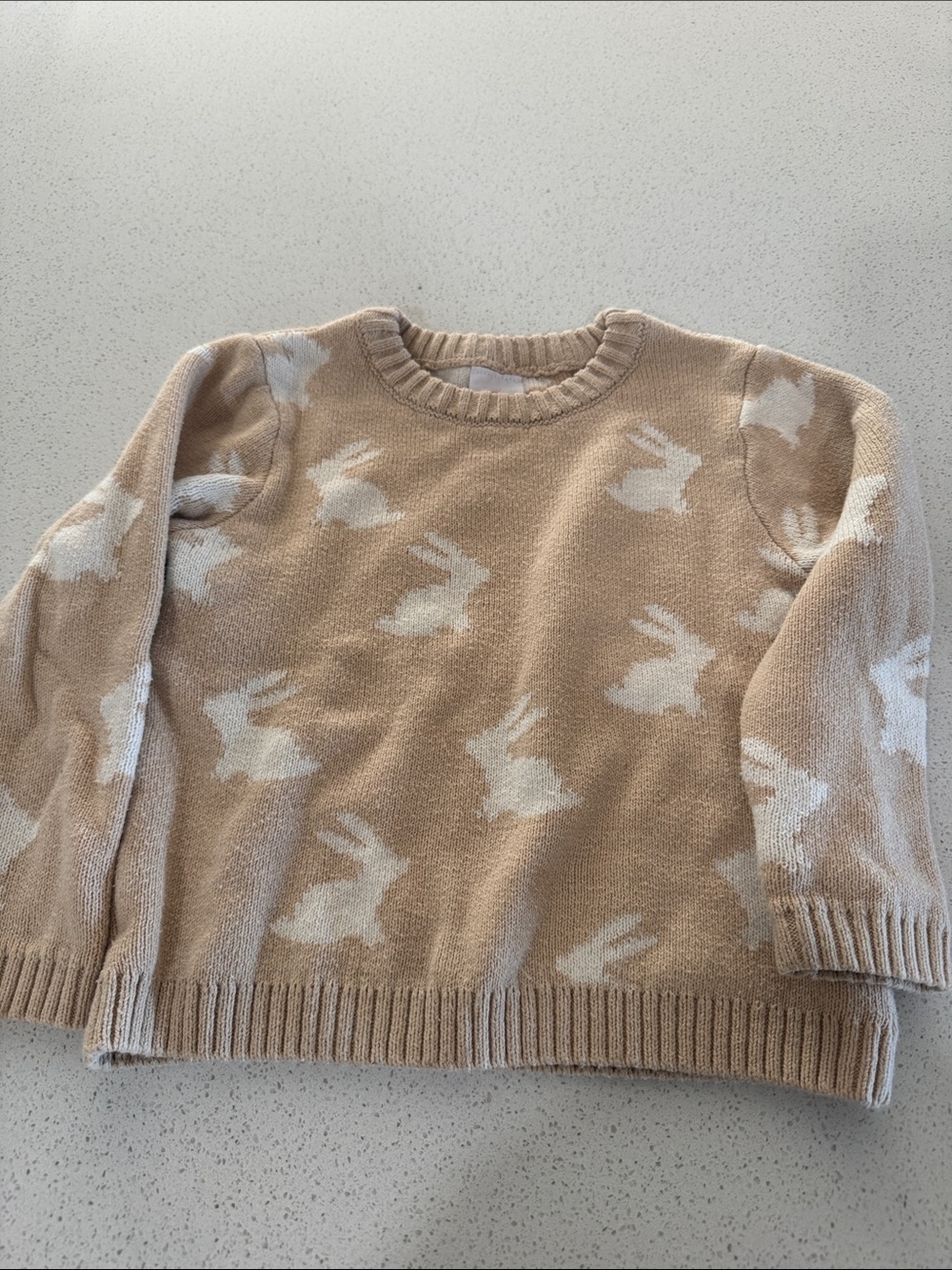wonder nation Beige and White Bunny Crewneck Sweater